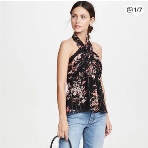 Joie silk floral Halter Neck Tank Top - Black/Pink. NWT (orig 248.00)